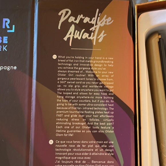 NWT Glitter, 32mm Premium Tourmaline-Ceramic Hair Straighter w/studio light ring - Picture 3 of 7